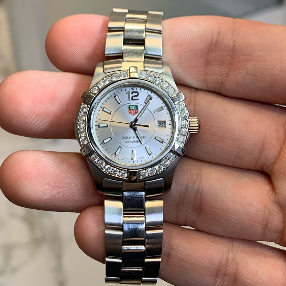 TAG HEUER AQUARACER DIAMOND BEZEL STAINLESS STEAL WATCH
